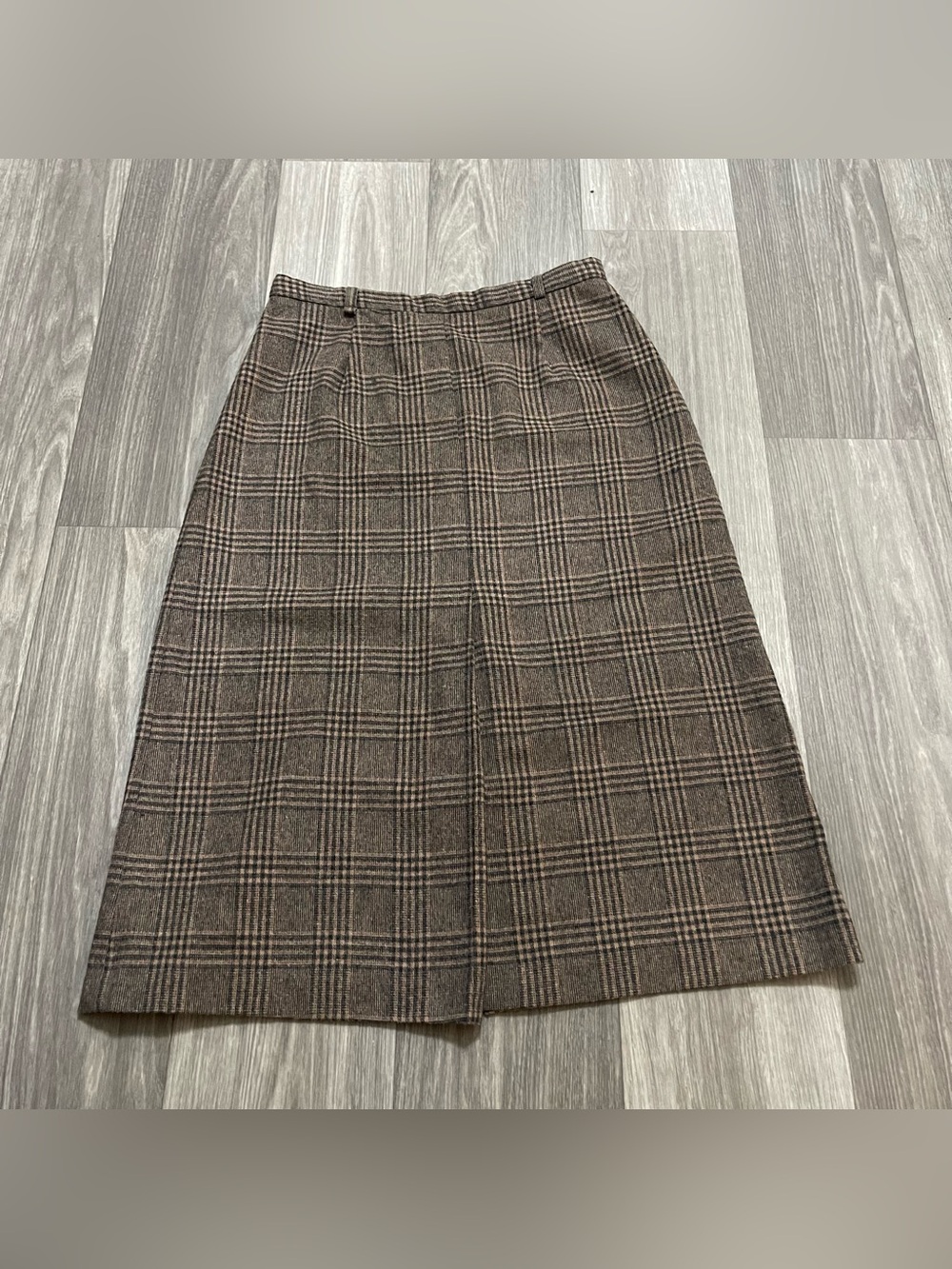 Vintage Century Boston Brown Plaid Wool Blend Midi Skirt Women’s Size 16 Lined